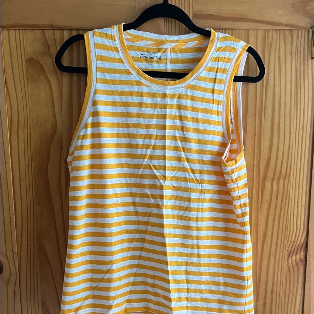 J. Crew Yellow and White Striped Tank Top